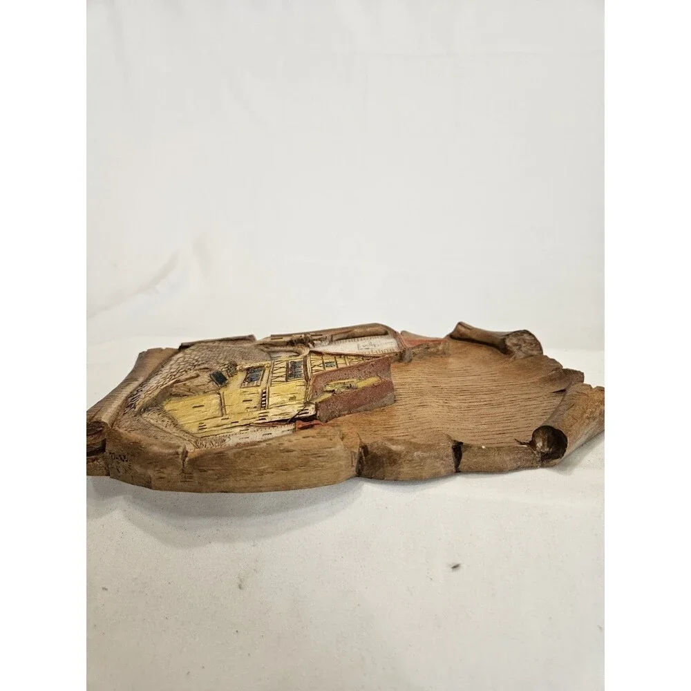 Vintage 3D Carved Resin Plonlein Rothenburg Germany Scroll Picture Souvenir